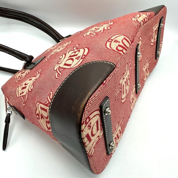 Vintage Dooney & Bourke Domed Crest Canvas/Leather Satchel + Key Fob - Picture 7 of 15